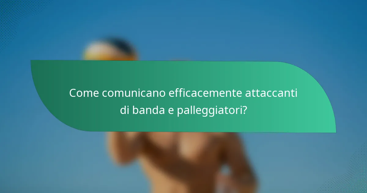 Come comunicano efficacemente attaccanti di banda e palleggiatori?